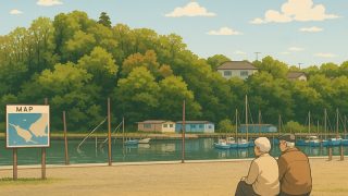 海辺の老夫婦